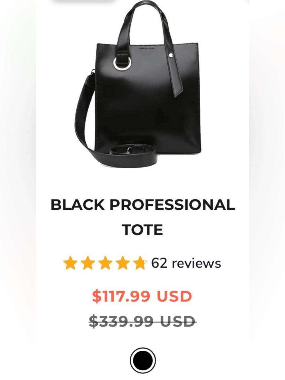 Walasa Black Professional Tote Split Leather Stru… - image 2